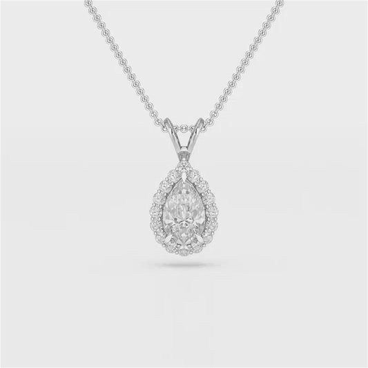 2 CT Halo Lab diamond Pear Cut Pendant