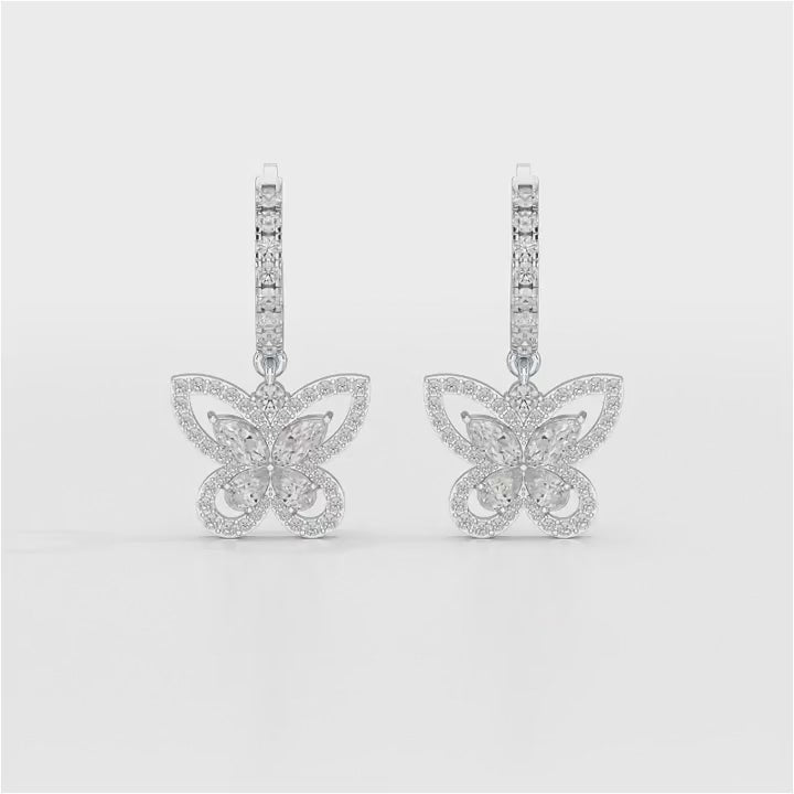 0.98 CT Lab Diamond Dangle Hoop Earrings