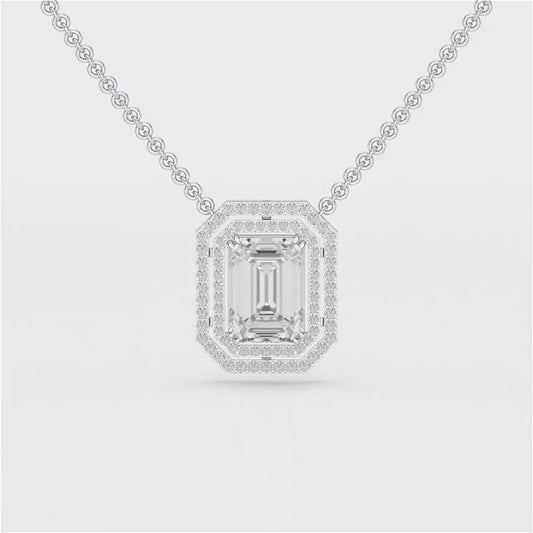 11.43 CT Emerald Cut Halo Lab Diamond Pendant