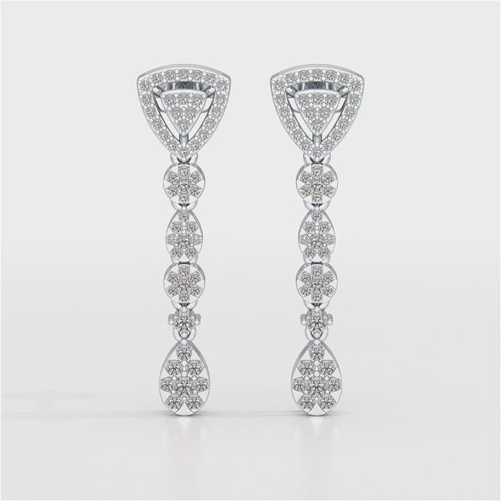 0.78 CT Round Dangle Drop Lab Diamond Earrings