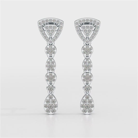 0.78 CT Round Dangle Drop Lab Diamond Earrings