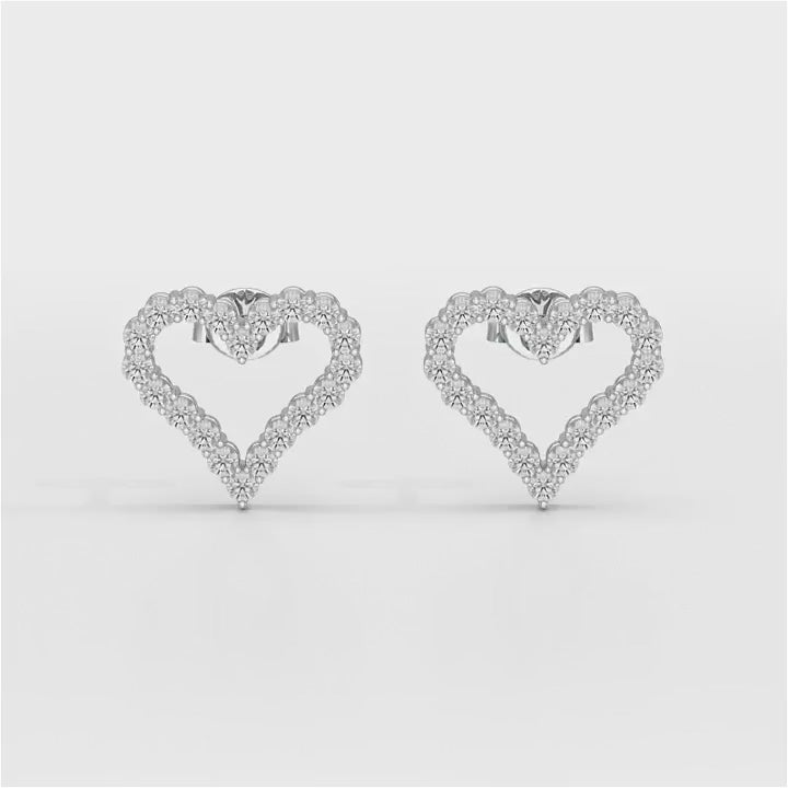 0.56 CT Heart Shaped Lab Diamond Stud Earrings
