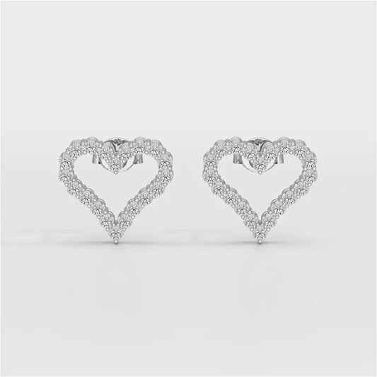 0.56 CT Heart Shaped Lab Diamond Stud Earrings