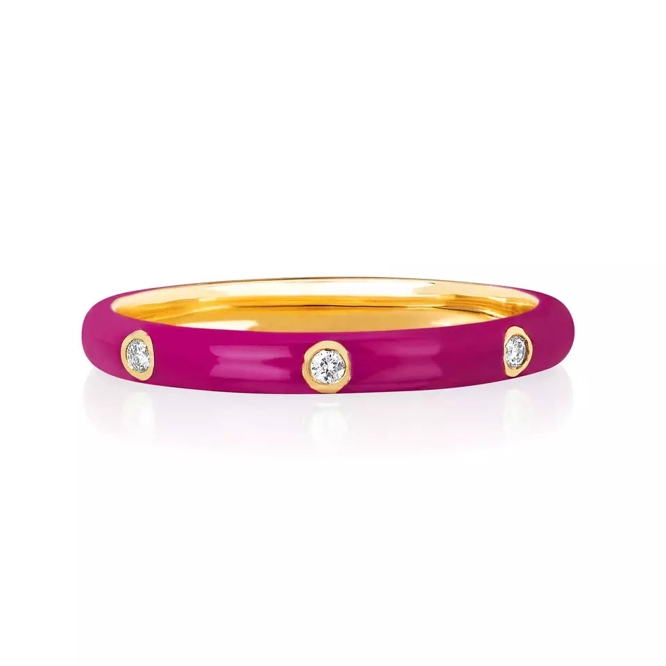 EMBELLISHED 925 SILVER STACKABLE ENAMEL COLOR RINGS