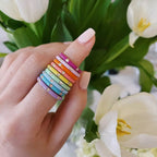 EMBELLISHED 925 SILVER STACKABLE ENAMEL COLOR RINGS