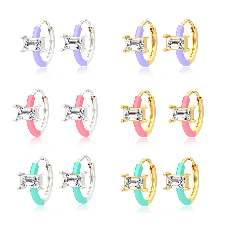 SILVIE 925 SILVER ENAMEL COLOR EARRINGS