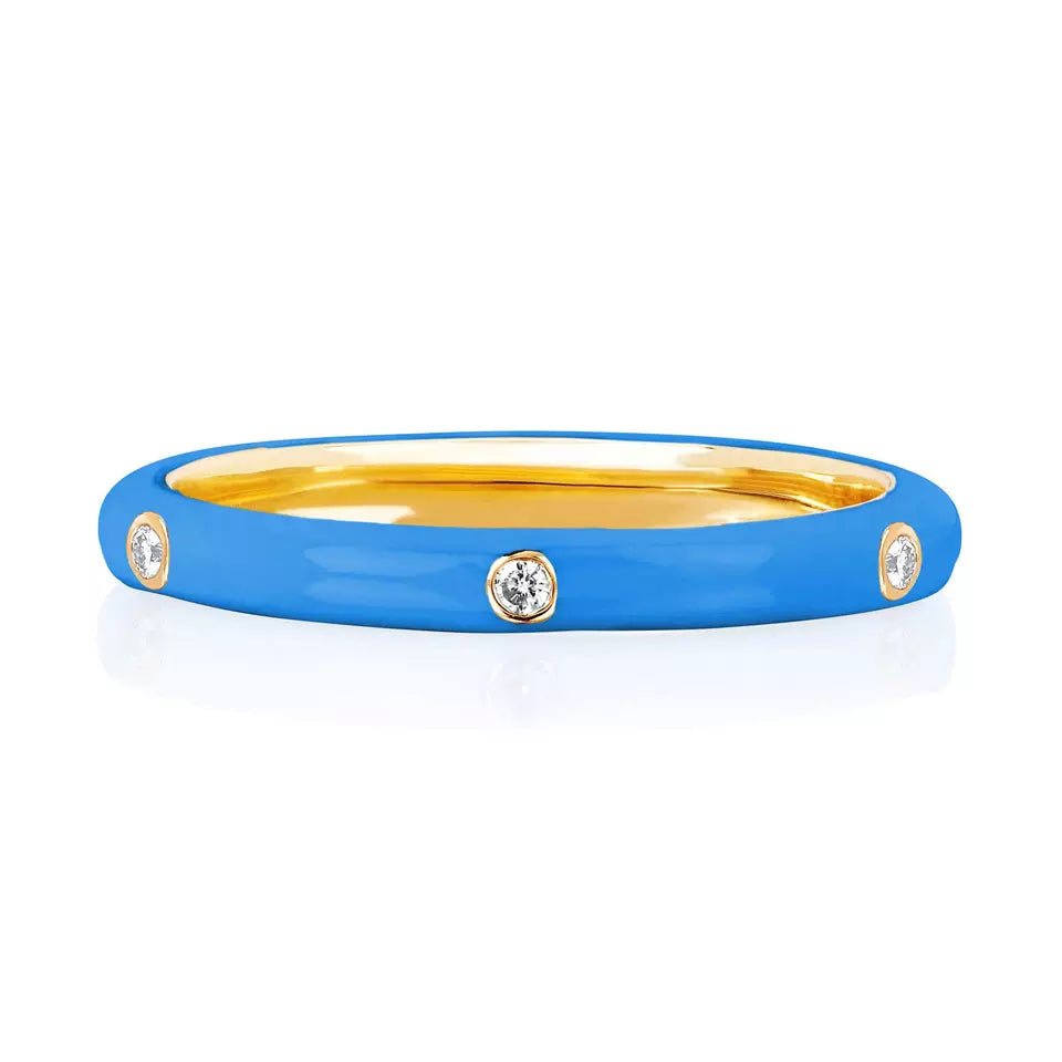 EMBELLISHED 925 SILVER STACKABLE ENAMEL COLOR RINGS