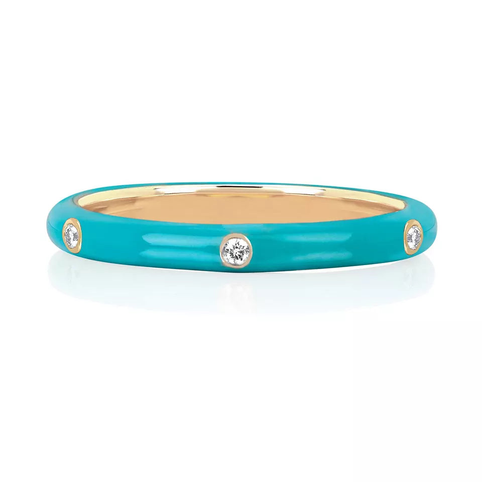 EMBELLISHED 925 SILVER STACKABLE ENAMEL COLOR RINGS