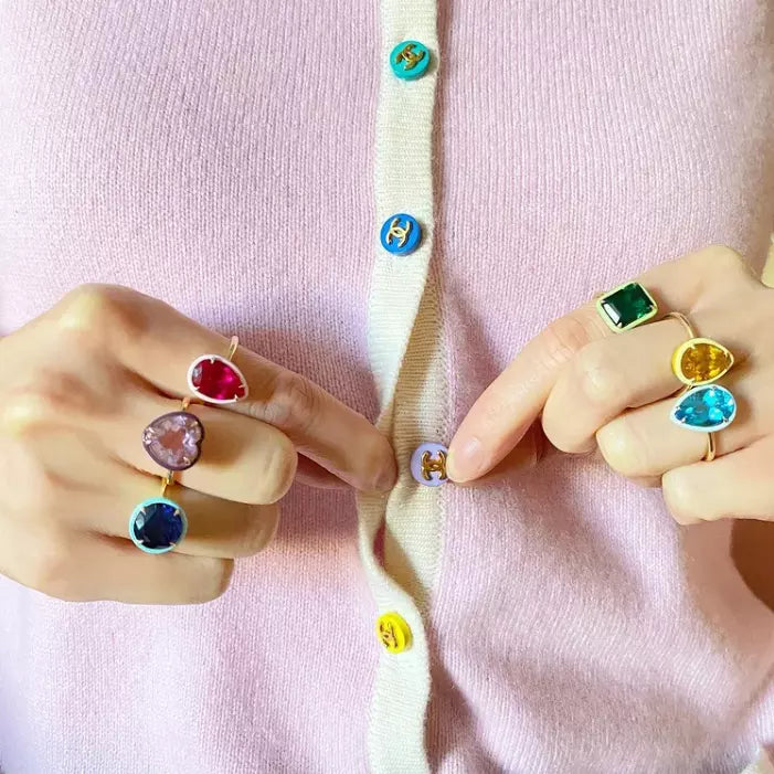 COOLBEANS 925 SILVER ENAMEL COLOR RINGS