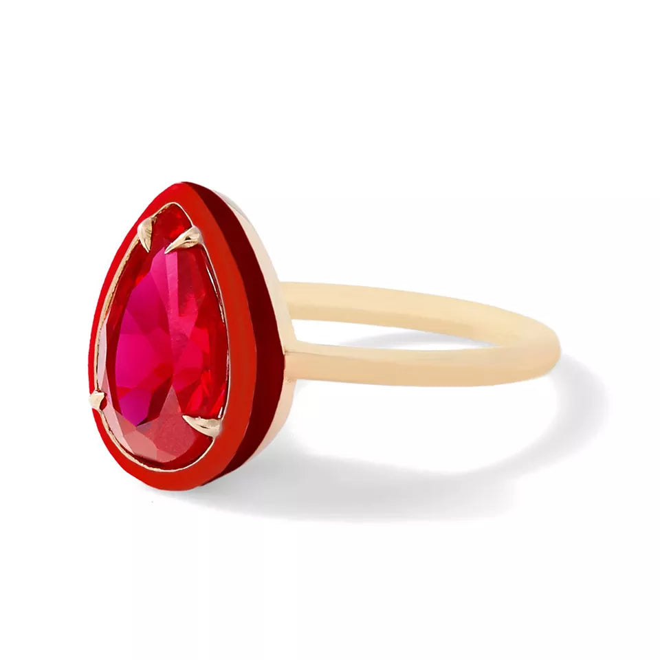 PEAR 925 SILVER ENAMEL COLOR RINGS