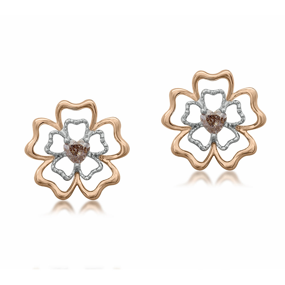 FIORE DI CUORI - ORECCHINI IN ORO 14K E DIAMANTI NATURALI