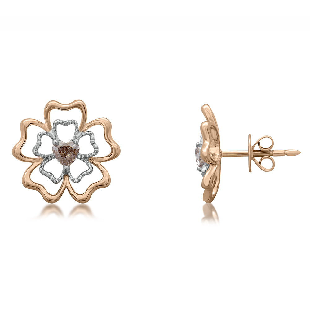 FIORE DI CUORI - ORECCHINI IN ORO 14K E DIAMANTI NATURALI